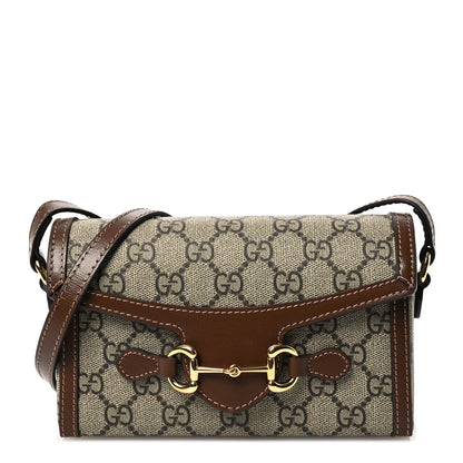 Gucci GG Supreme Monogram Mini Horsebit 1955 Shoulder Bag Beige Brown Sugar 1 of 12