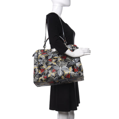 Fendi Calfskin Orchid Large Peekaboo Iconic Satchel Black Multicolor 2 of 10