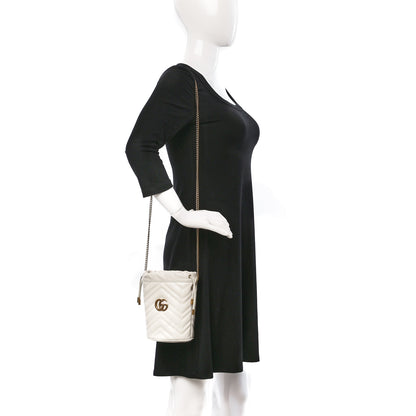 Gucci Calfskin Matelasse Mini GG Marmont 2.0 Bucket Bag White 2 of 10