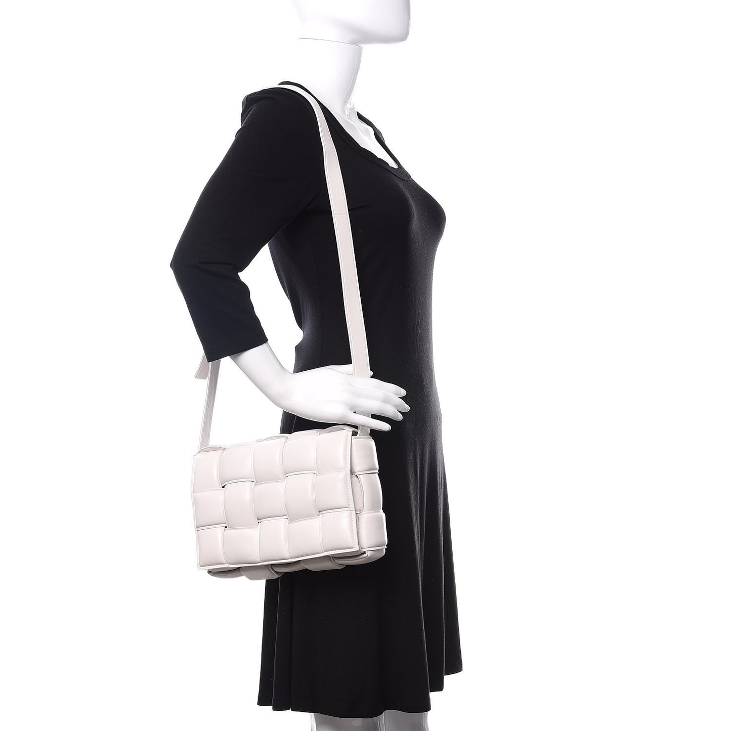 Nappa Maxi Intreccio Padded Cassette Crossbody Bag Chalk