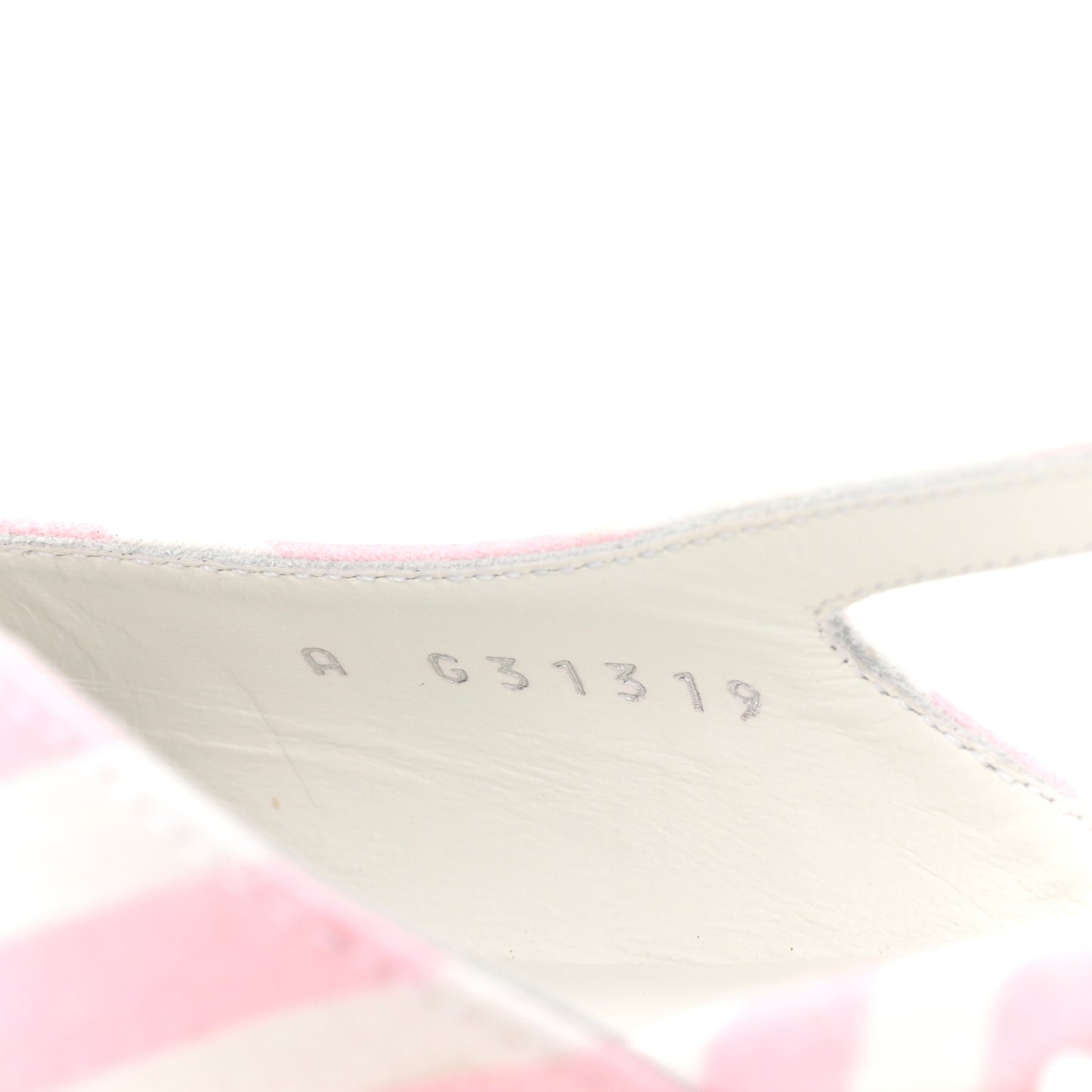 Fabric Grosgrain Cap Toe CC Slingback Flats 38.5 Pink White