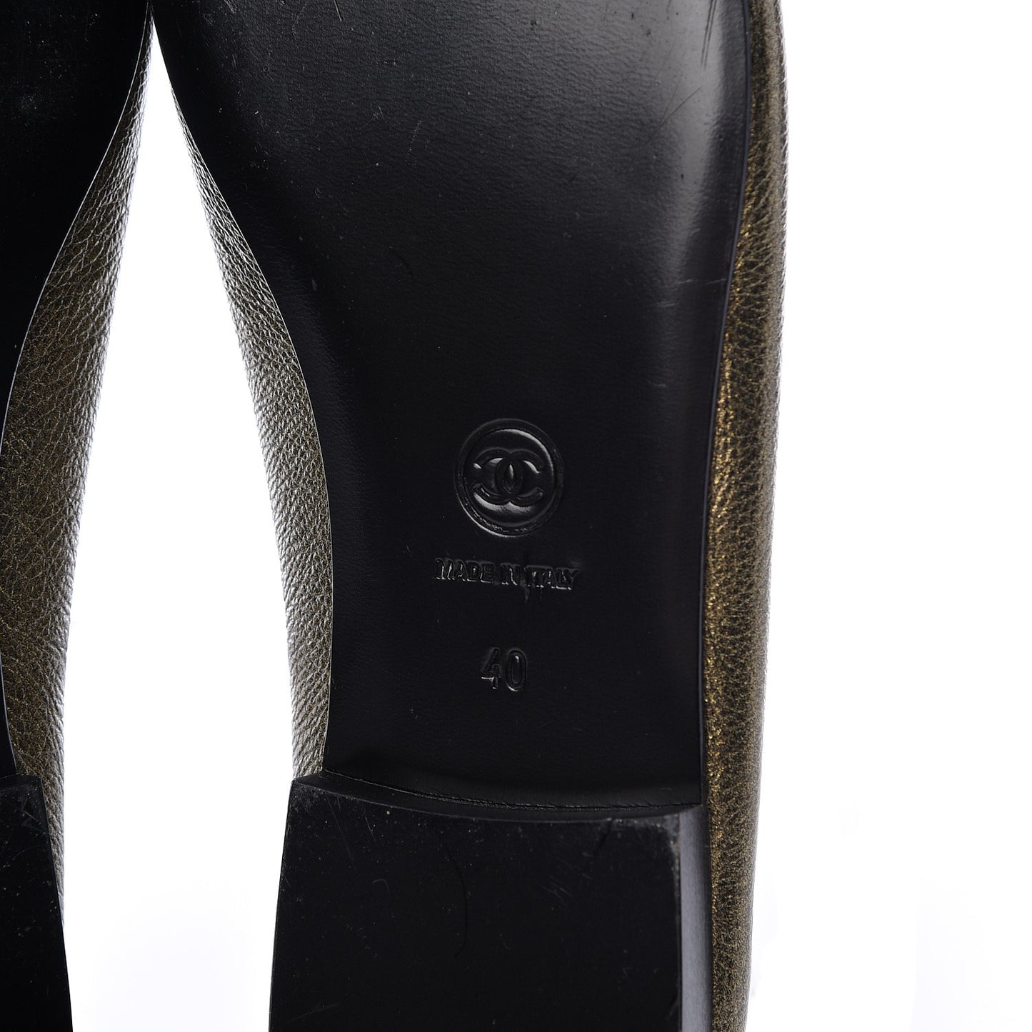 Metallic Calfskin Cap Toe CC Ballerina Flats 40 Gold