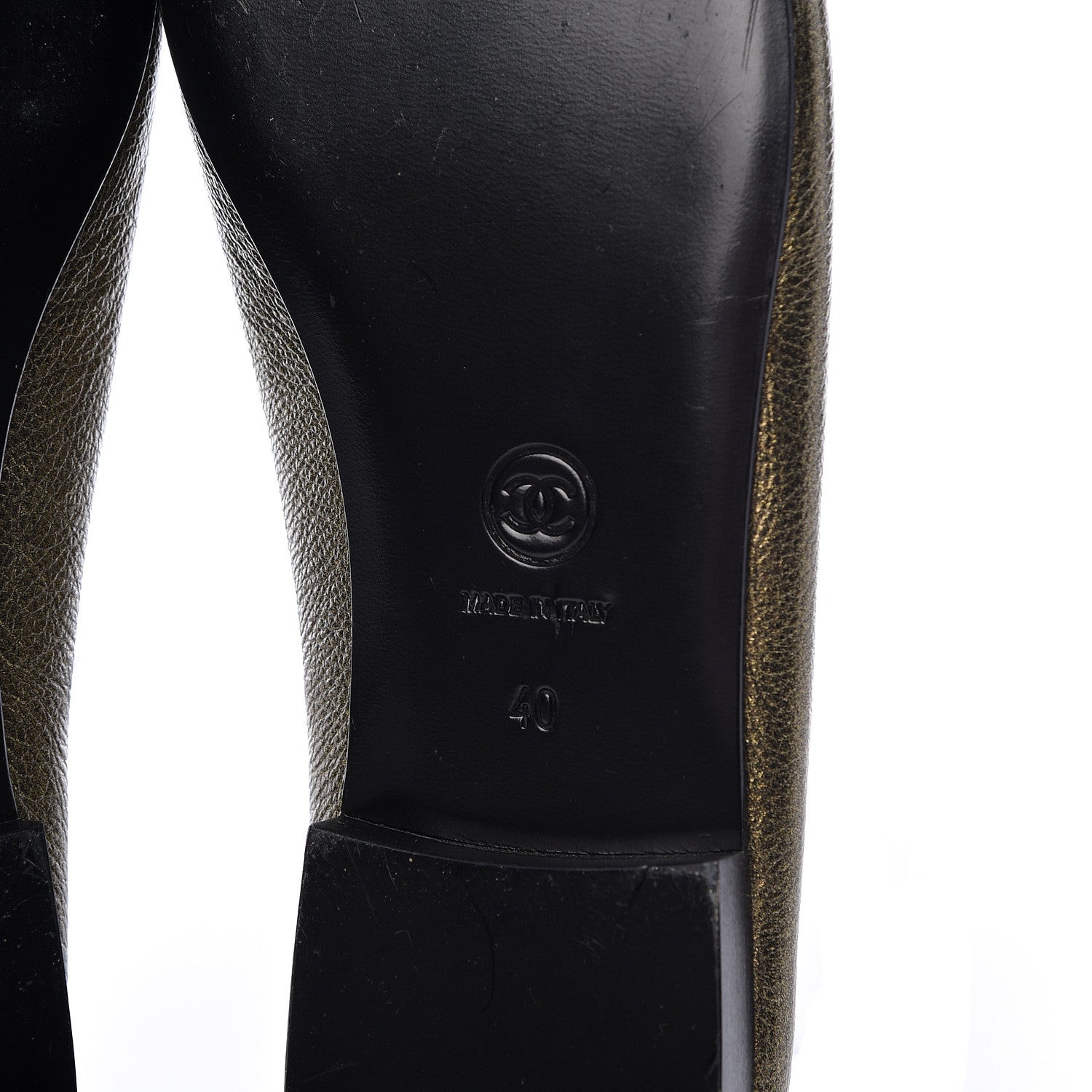 Chanel Metallic Calfskin Cap Toe CC Ballerina Flats 40 Gold 9 of 16