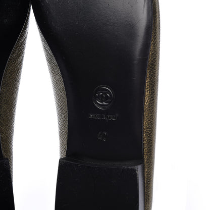 Chanel Metallic Calfskin Cap Toe CC Ballerina Flats 40 Gold 9 of 16