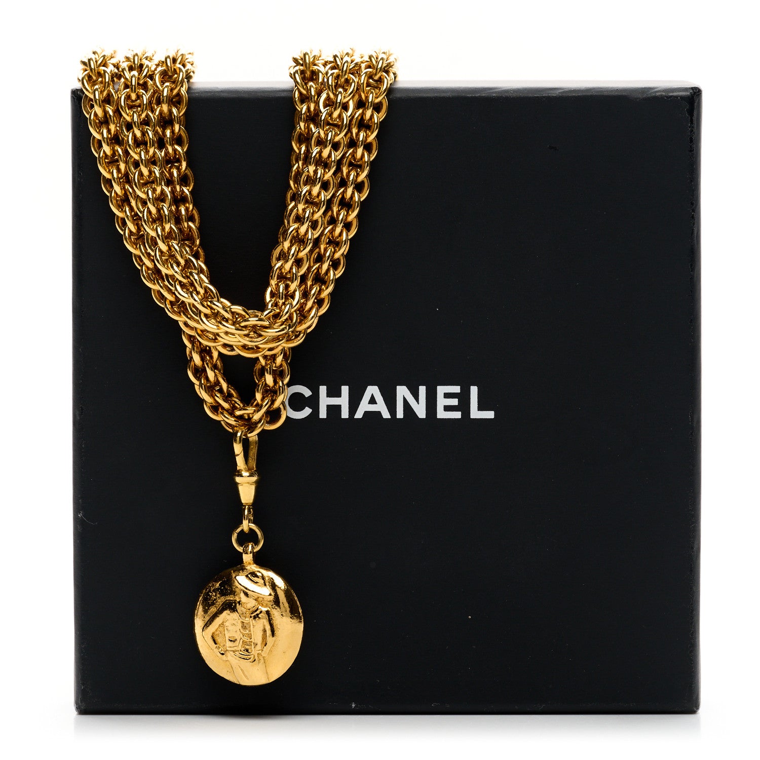 Chanel Metal Medallion Multi Chain Short Necklace Gold 7 of 7