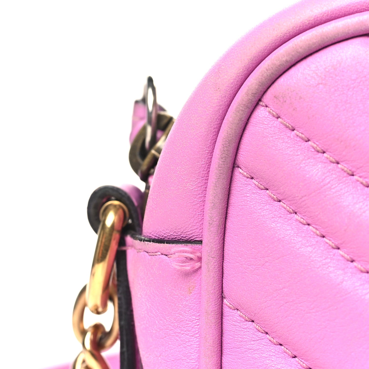 Gucci Calfskin Matelasse Mini GG Marmont Chain Shoulder Bag Candy Mousse 15 of 15