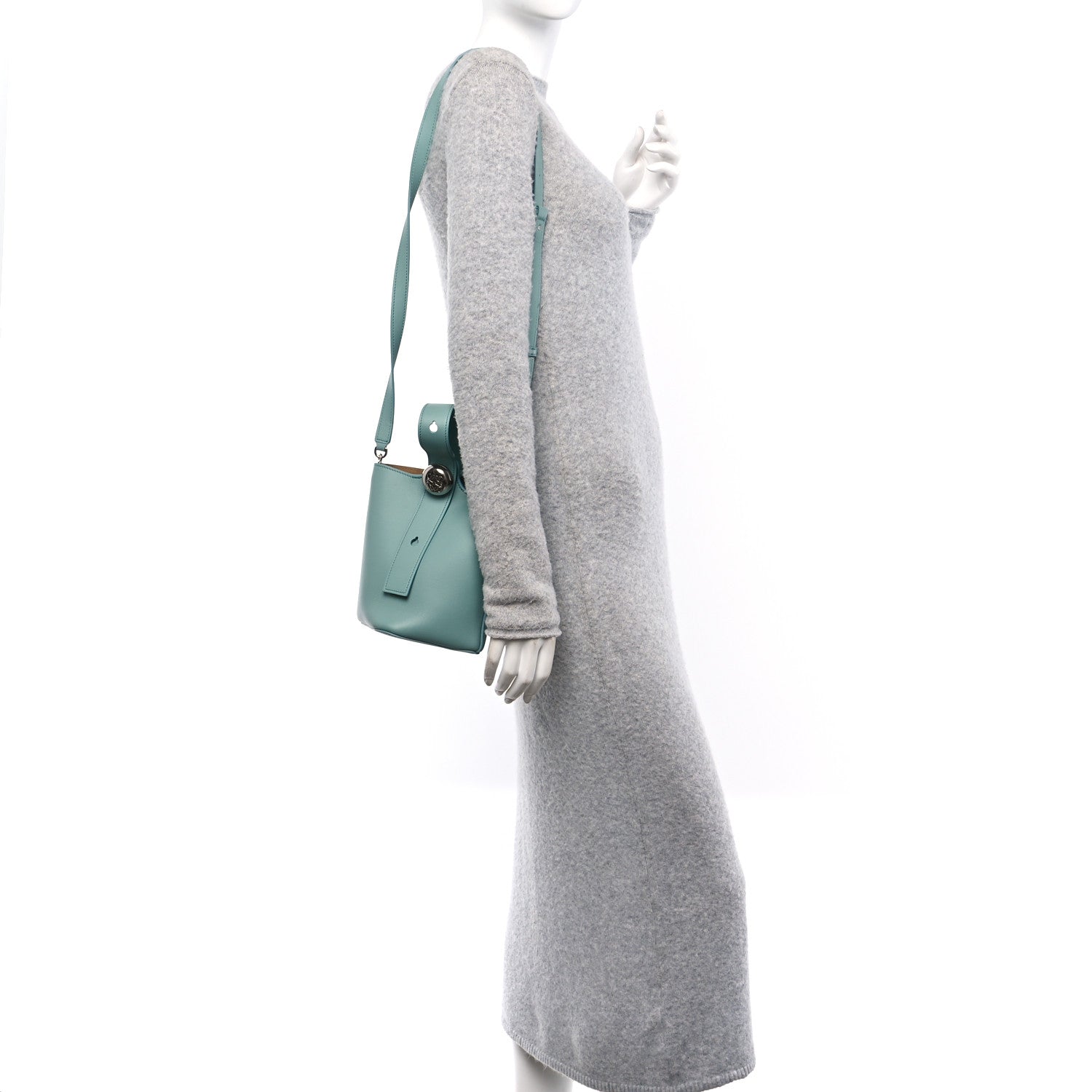 Loewe Soft Grained Calfskin Mini Pebble Bucket Bag Water 2 of 9