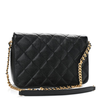 Chanel Shiny Caviar Quilted Large Chain Melody Flap Black 3 of 11