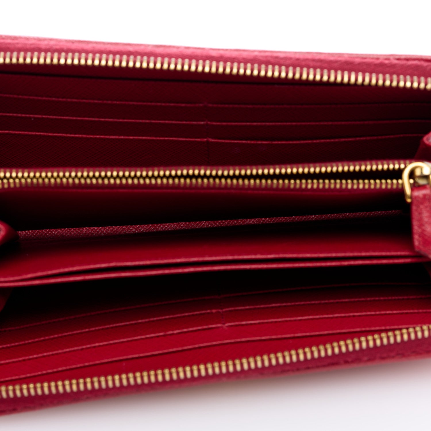 Prada Saffiano Quilted Zip Around Wallet Rosso 5 of 6