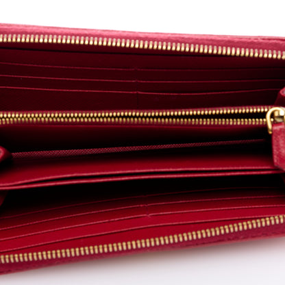 Prada Saffiano Quilted Zip Around Wallet Rosso 5 of 6