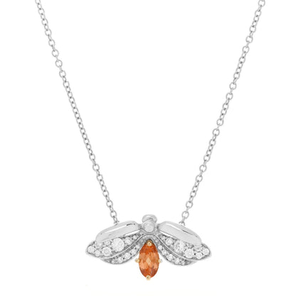 Tiffany Platinum 18K Yellow Gold Diamond Spessartine Paper Flowers Firefly Pendant Necklace 4 of 7