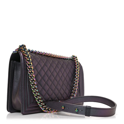 Chanel Iridescent Goatskin Quilted New Medium Boy Flap Purple 3 of 10