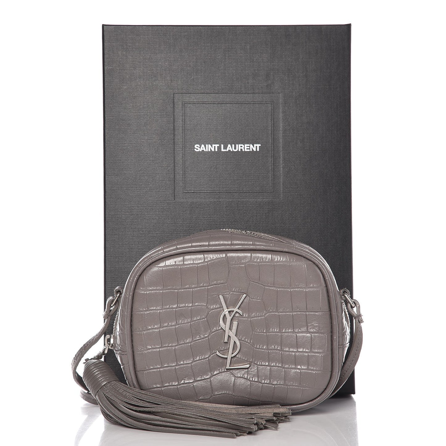 Croc Calfskin Embossed Monogram Blogger Bag Fog