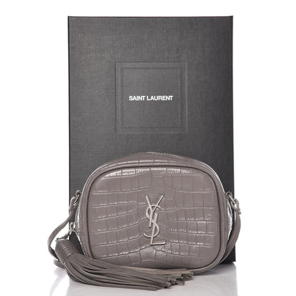 Saint Laurent Croc Calfskin Embossed Monogram Blogger Bag Fog 7 of 7