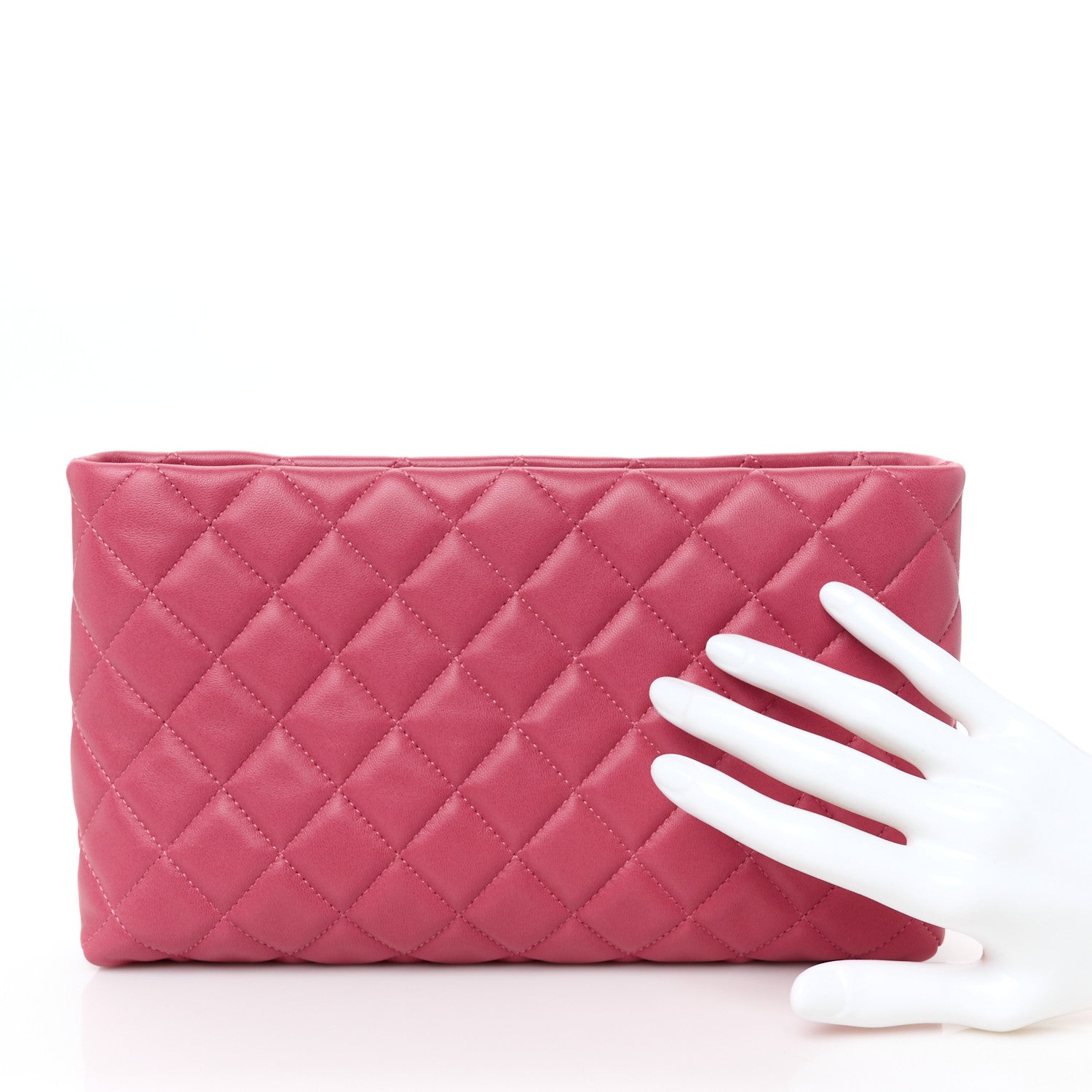 Chanel Lambskin Quilted Clutch Fuchsia 2 of 8
