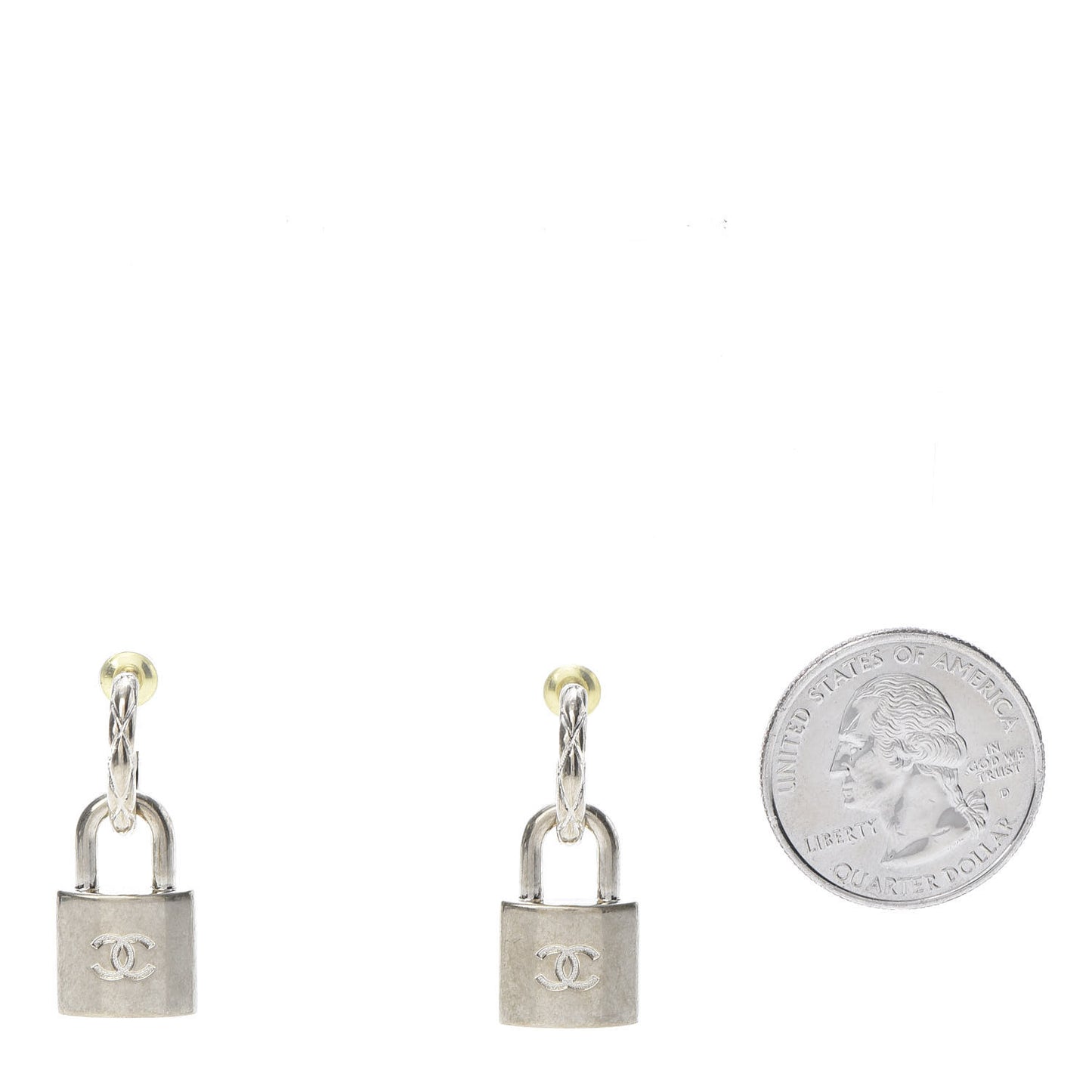 Metal Lock Drop Earrings Light Gold