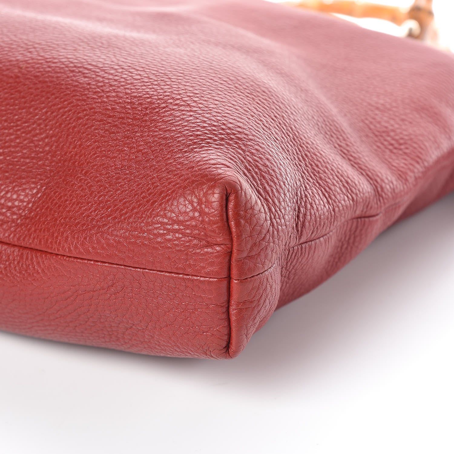 Gucci Pebbled Calfskin Bamboo Shopper Tote Red 13 of 13