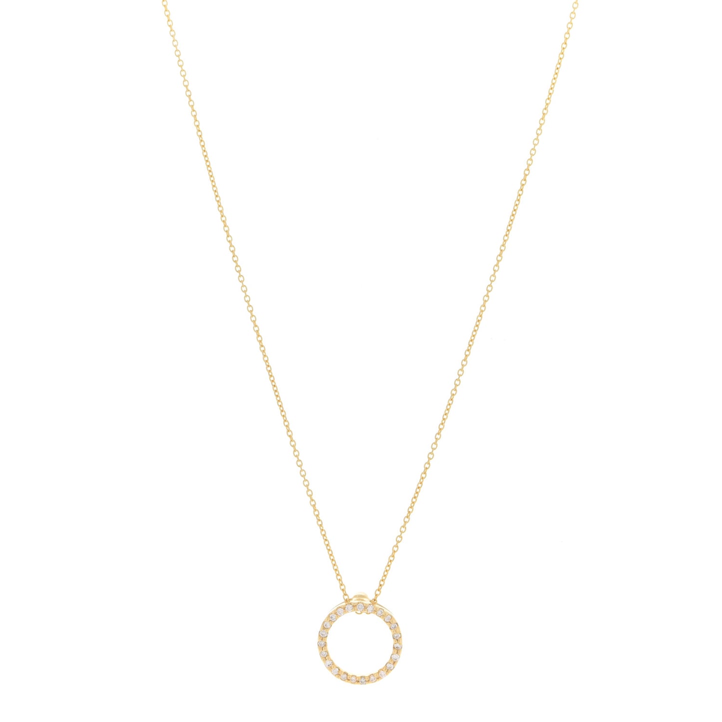 18K Yellow Gold Diamond Tiny Treasures .09ctw Circle Pendant Necklace