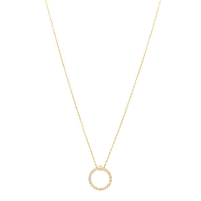 Roberto Coin 18K Yellow Gold Diamond Tiny Treasures .09ctw Circle Pendant Necklace 1 of 7