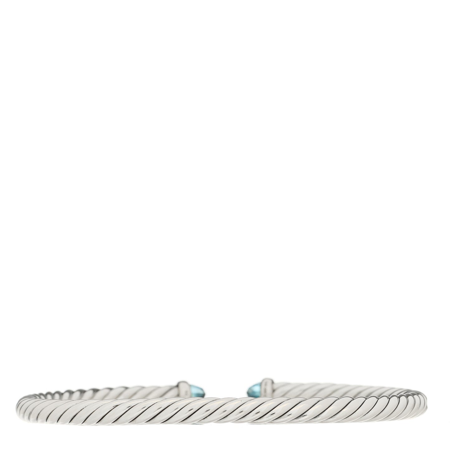 Sterling Silver 14K Yellow Gold Blue Topaz 4mm Cable Flex Bracelet