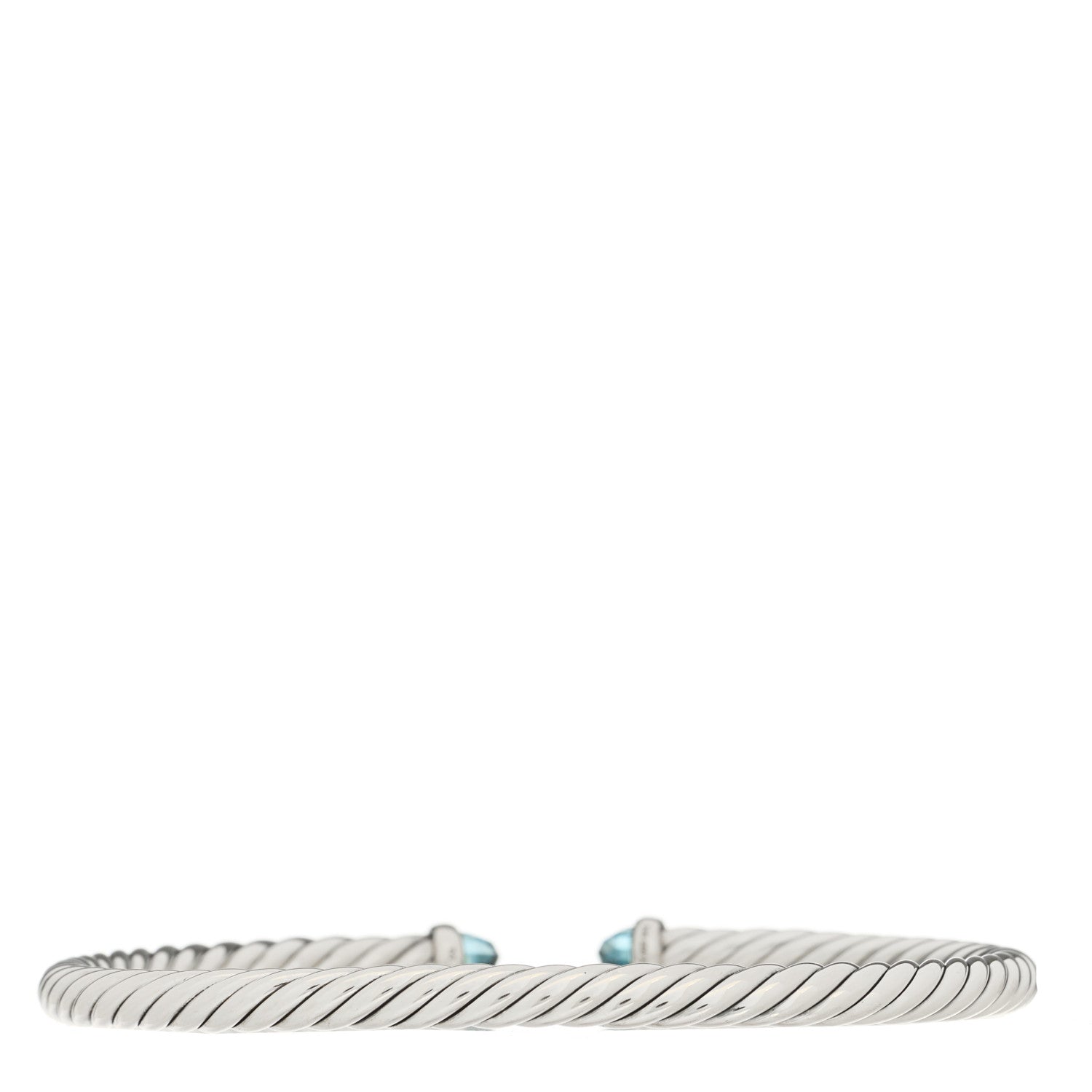 David Yurman Sterling Silver 14K Yellow Gold Blue Topaz 4mm Cable Flex Bracelet 2 of 3