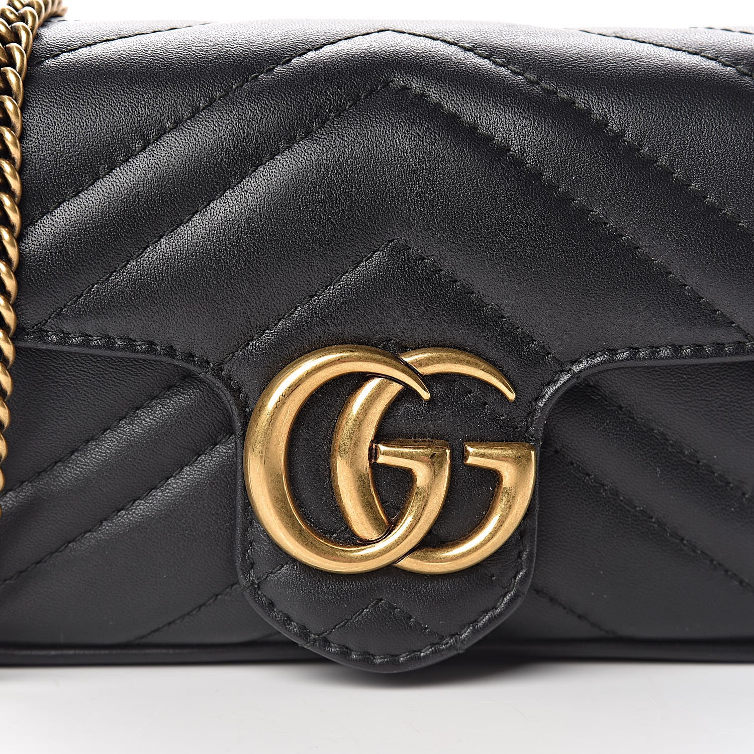 Gucci Calfskin Matelasse Super Mini GG Marmont Shoulder Bag Black 8 of 10