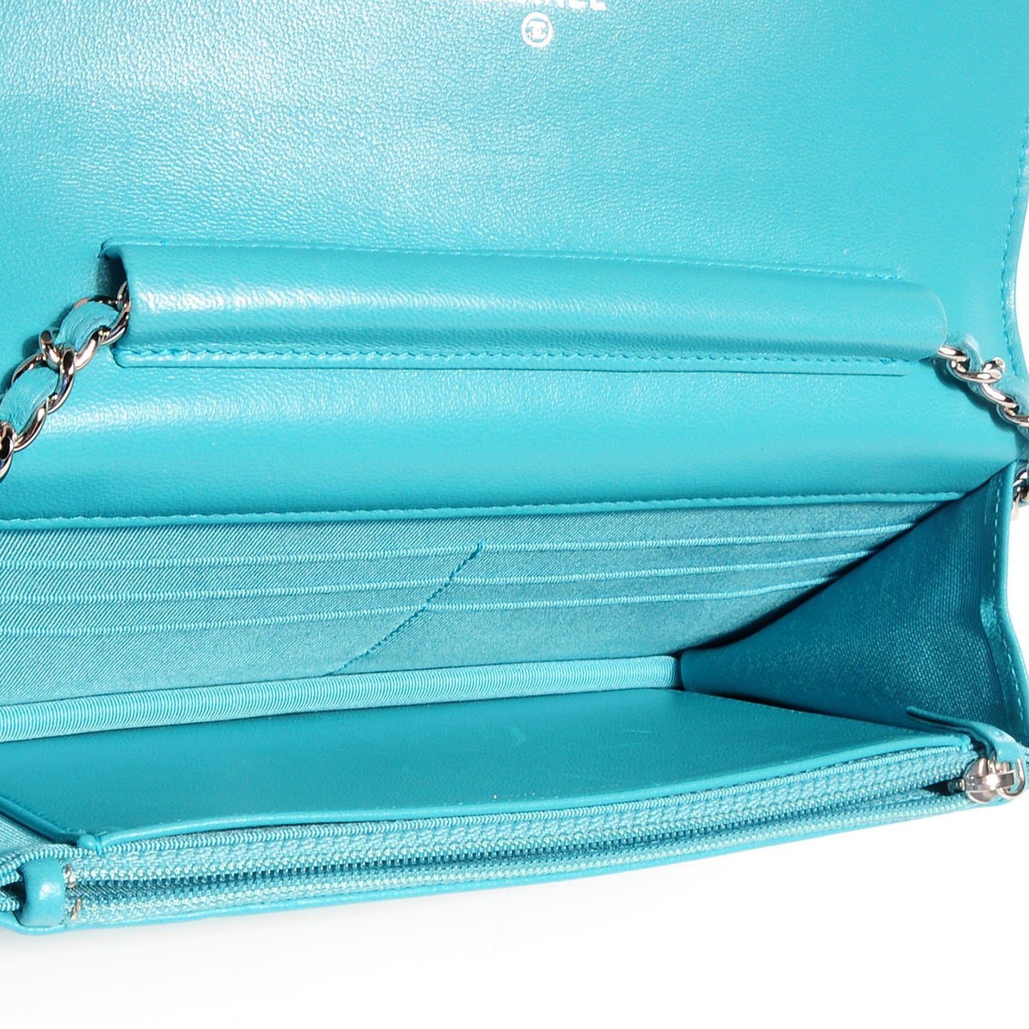 Lambskin Wallet On Chain WOC Turquoise