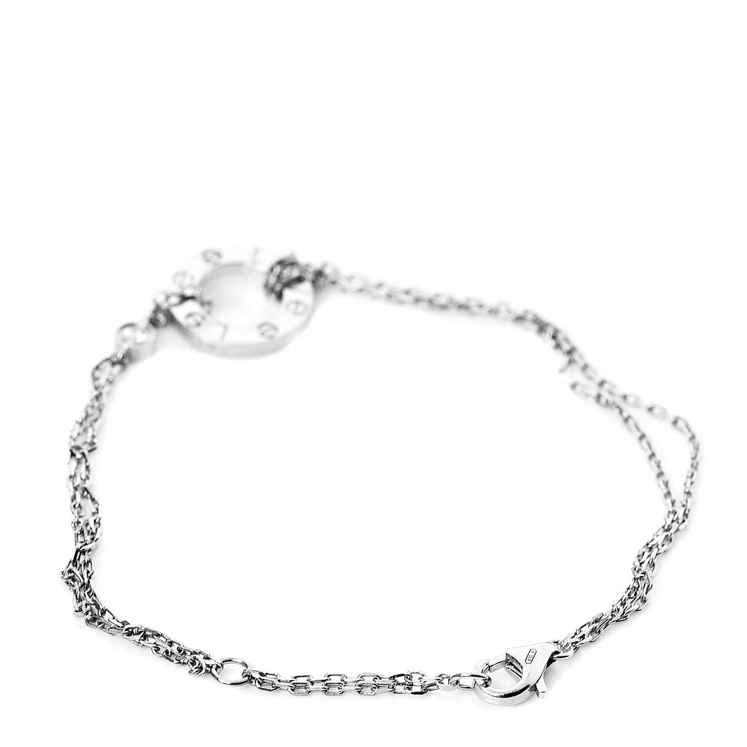 Cartier 18K White Gold Diamond LOVE Bracelet 3 of 5