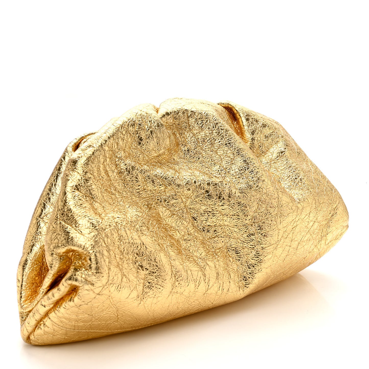 Metallic Crinkled Lambskin The Pouch Oversized Clutch Oro