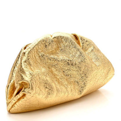 Bottega Veneta Metallic Crinkled Lambskin The Pouch Oversized Clutch Oro 3 of 11