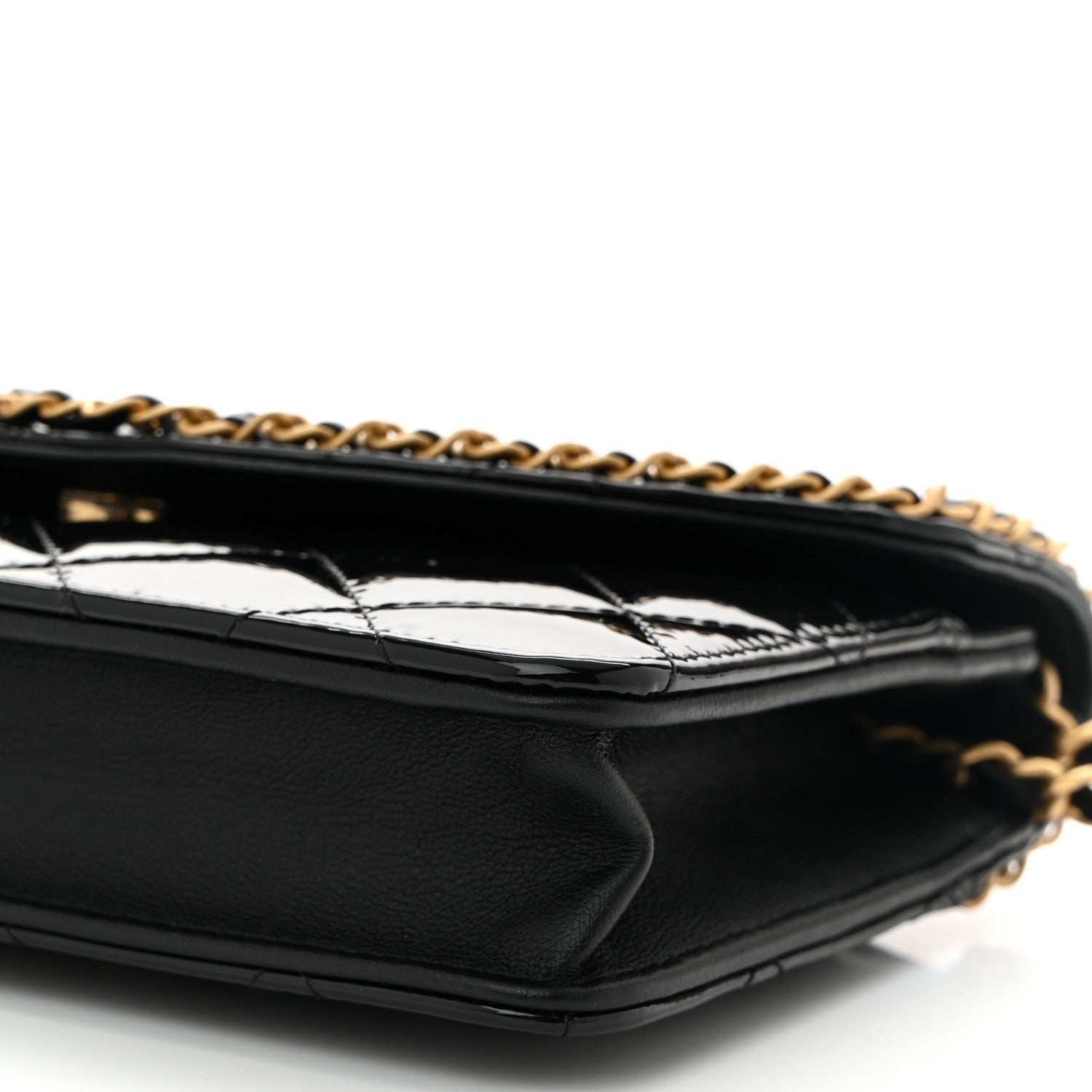 Chanel Patent Quilted Chain Around Heart Wallet On Chain WOC Black 11 of 12