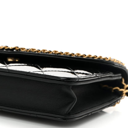 Chanel Patent Quilted Chain Around Heart Wallet On Chain WOC Black 11 of 12