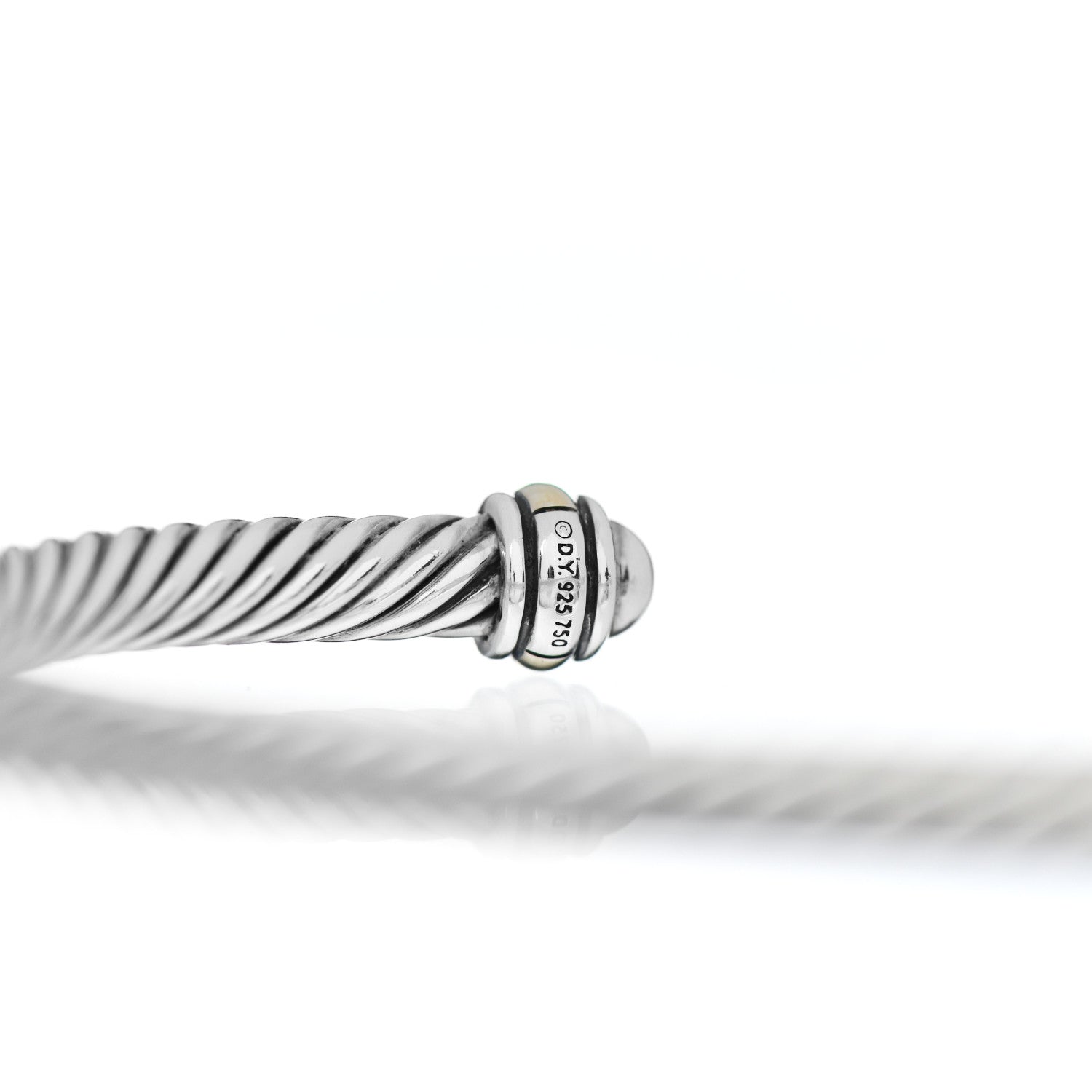 David Yurman Sterling Silver 18K Yellow Gold 4mm Cable Classics Bracelet 4 of 5