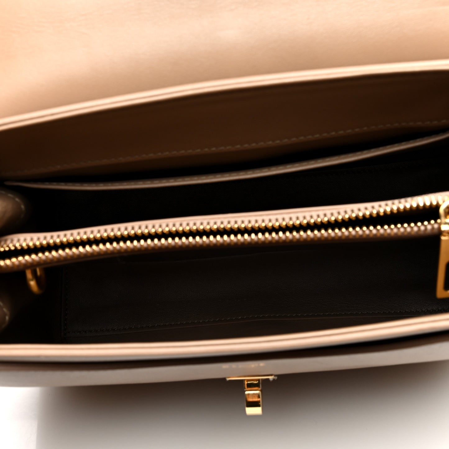 Satinated Calfskin Small 16 Top Handle Bag Smoked Brown