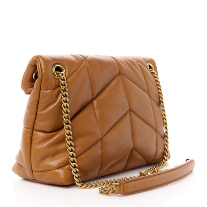 Saint Laurent Lambskin Quilted Small Loulou Puffer Monogram Chain Satchel Dark Honey 3 of 11