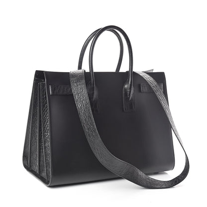 Saint Laurent Calfskin Crocodile Embossed Large Sac De Jour Carryall Black 3 of 10