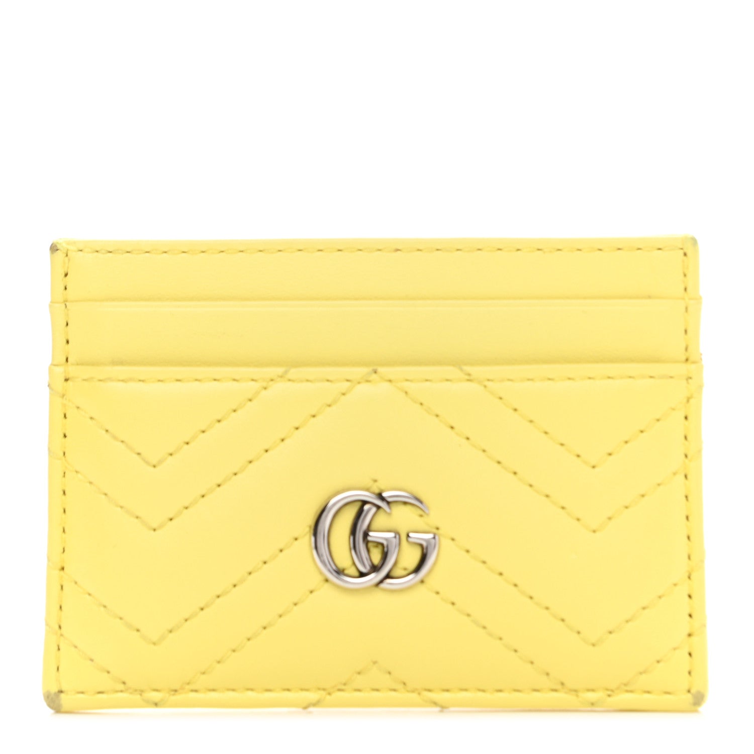 Gucci Calfskin Matelasse GG Marmont Card Holder Banana 1 of 10