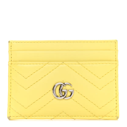 Gucci Calfskin Matelasse GG Marmont Card Holder Banana 1 of 10