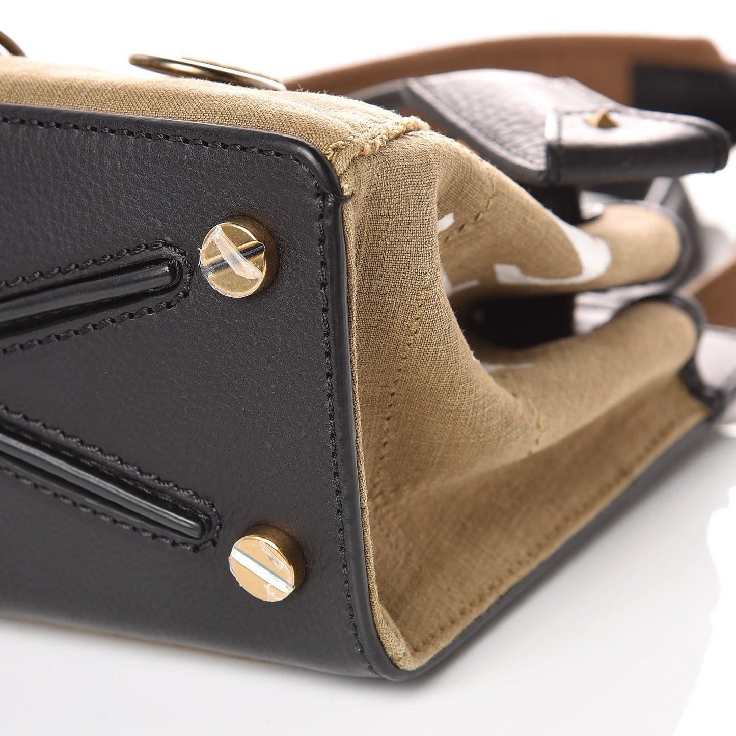 Calfskin Cotton Canvas VLTN Print Small Joylock Satchel Green