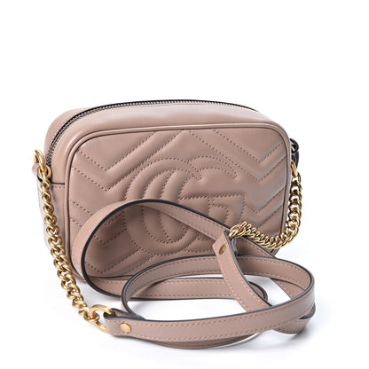 Gucci Calfskin Matelasse Mini GG Marmont Chain Shoulder Bag Porcelain Rose 2 of 9