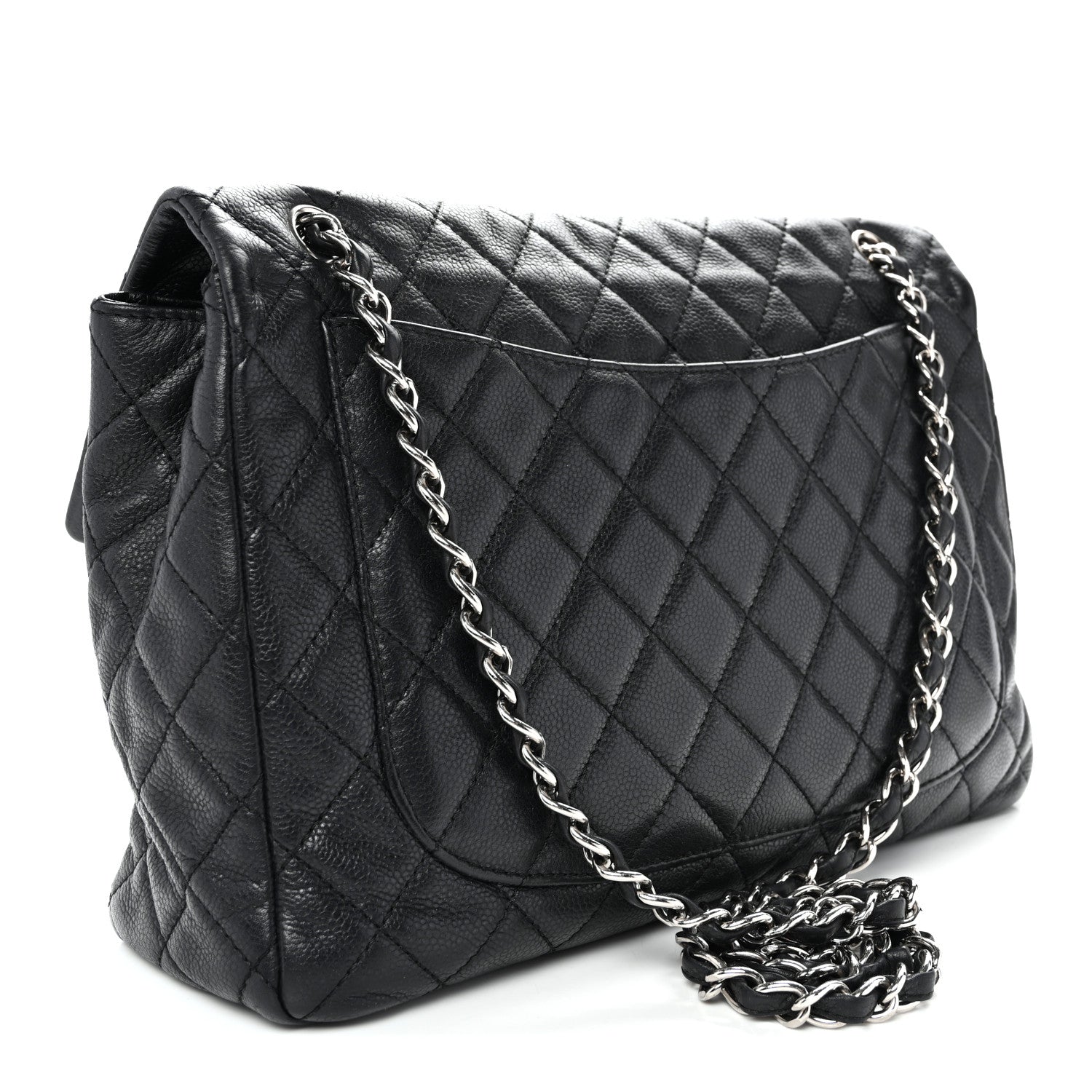 Chanel Washed Caviar Quilted Maxi Single Flap Black 3 of 10