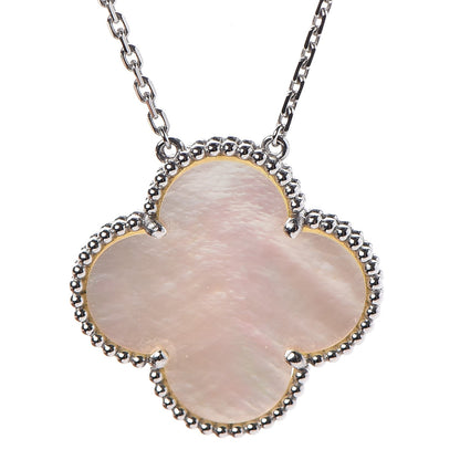 Van Cleef & Arpels 18K White Gold Mother of Pearl Magic Alhambra Pendant Necklace 3 of 8