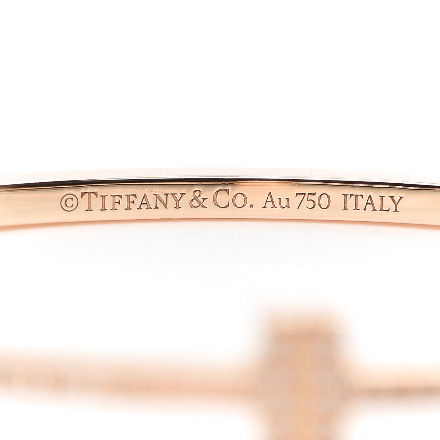 18K Rose Gold Diamond T Hinged Wire Bangle Bracelet
