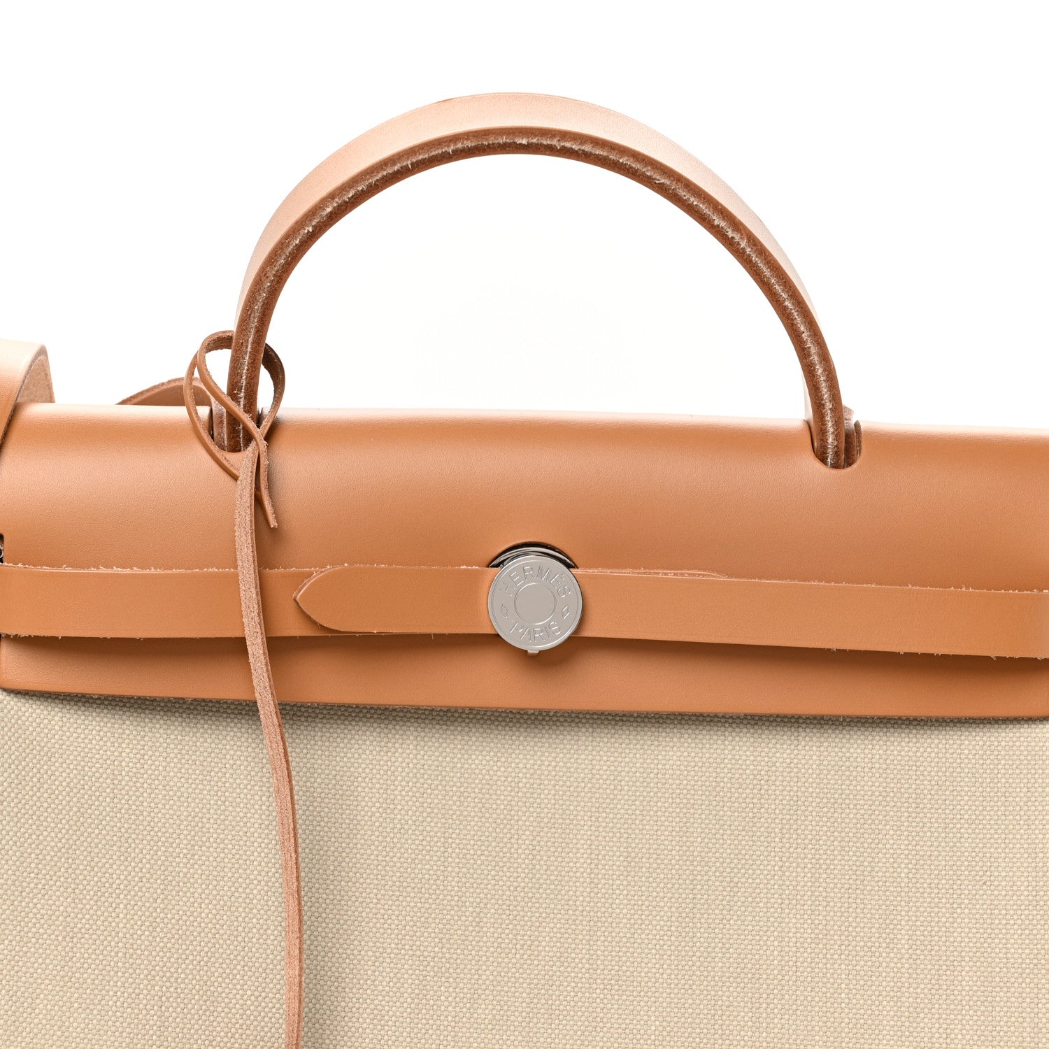 Hermes Military Toile Vache Hunter Herbag Zip Retourne 31 PM Beton Naturel 9 of 12