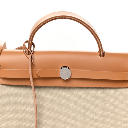 Hermes Military Toile Vache Hunter Herbag Zip Retourne 31 PM Beton Naturel 9 of 12