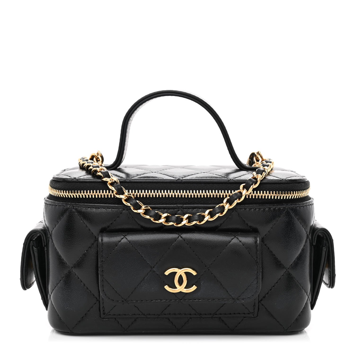 Chanel Lambskin Quilted Polly Pocket East West Top Vanity With Chain Black 1 of 10