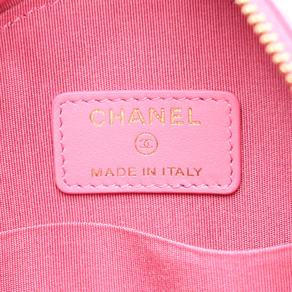 Chanel Caviar Quilted Crystal CC Round Clutch With Chain Pink 6 of 9