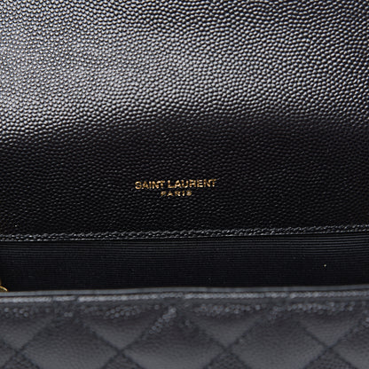 Saint Laurent Grain De Poudre Textured Mixed Matelasse Triquilt Small Monogram Satchel Black 5 of 10