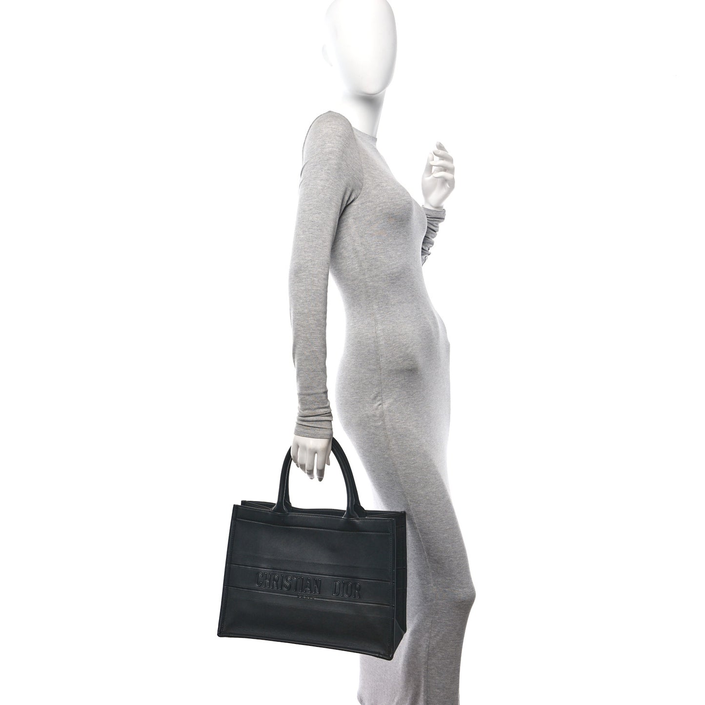 Calfskin Embossed Medium Book Tote Black