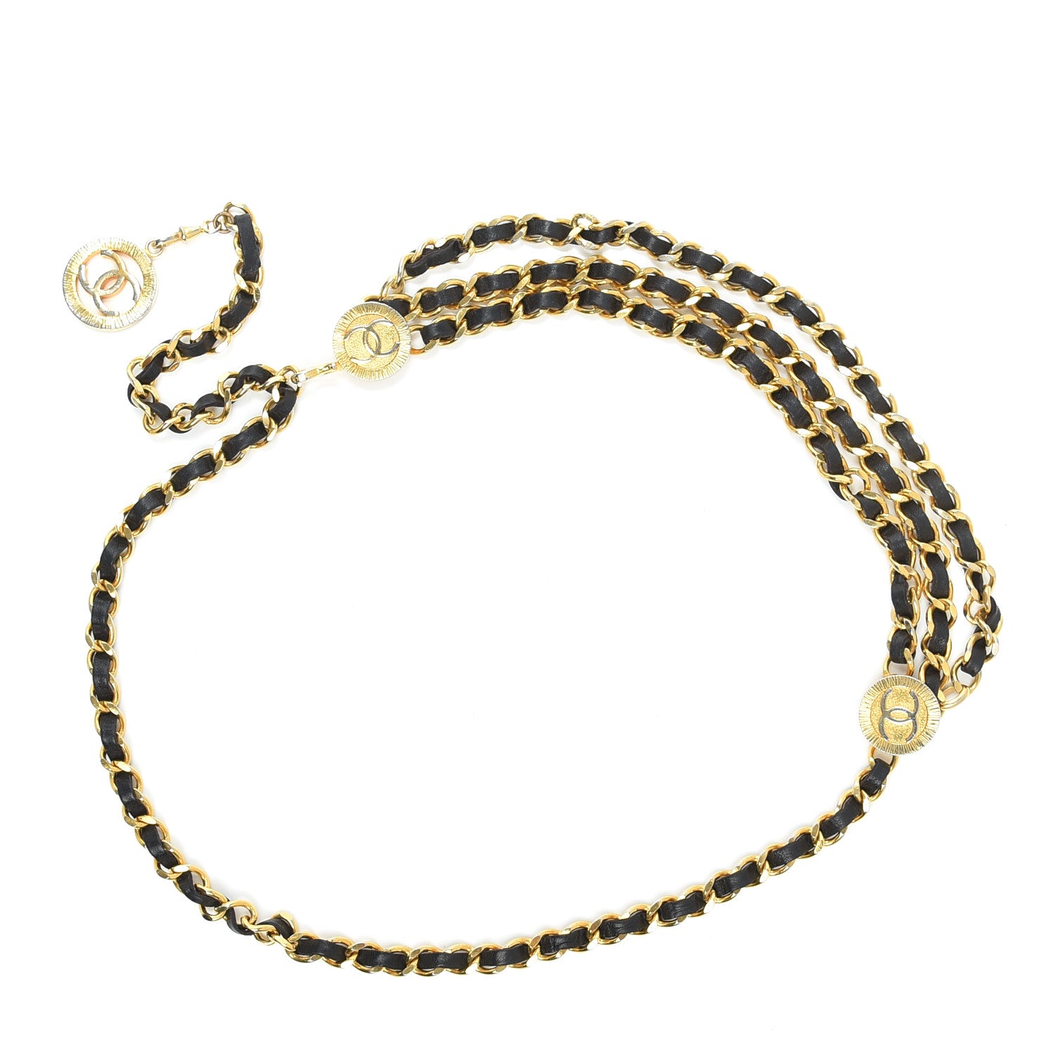 Chanel Lambskin Chain CC Medallion Belt Black Gold 2 of 3